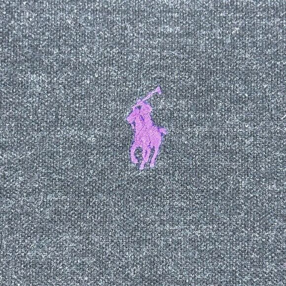 Ralph Lauren Polo Shirt Mens Size Large L Charcoal Gray Short Sleeve Purple Pony - Picture 5 of 8